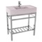 Modern Console Sink Vanity, Pink Ceramic Sink, 32